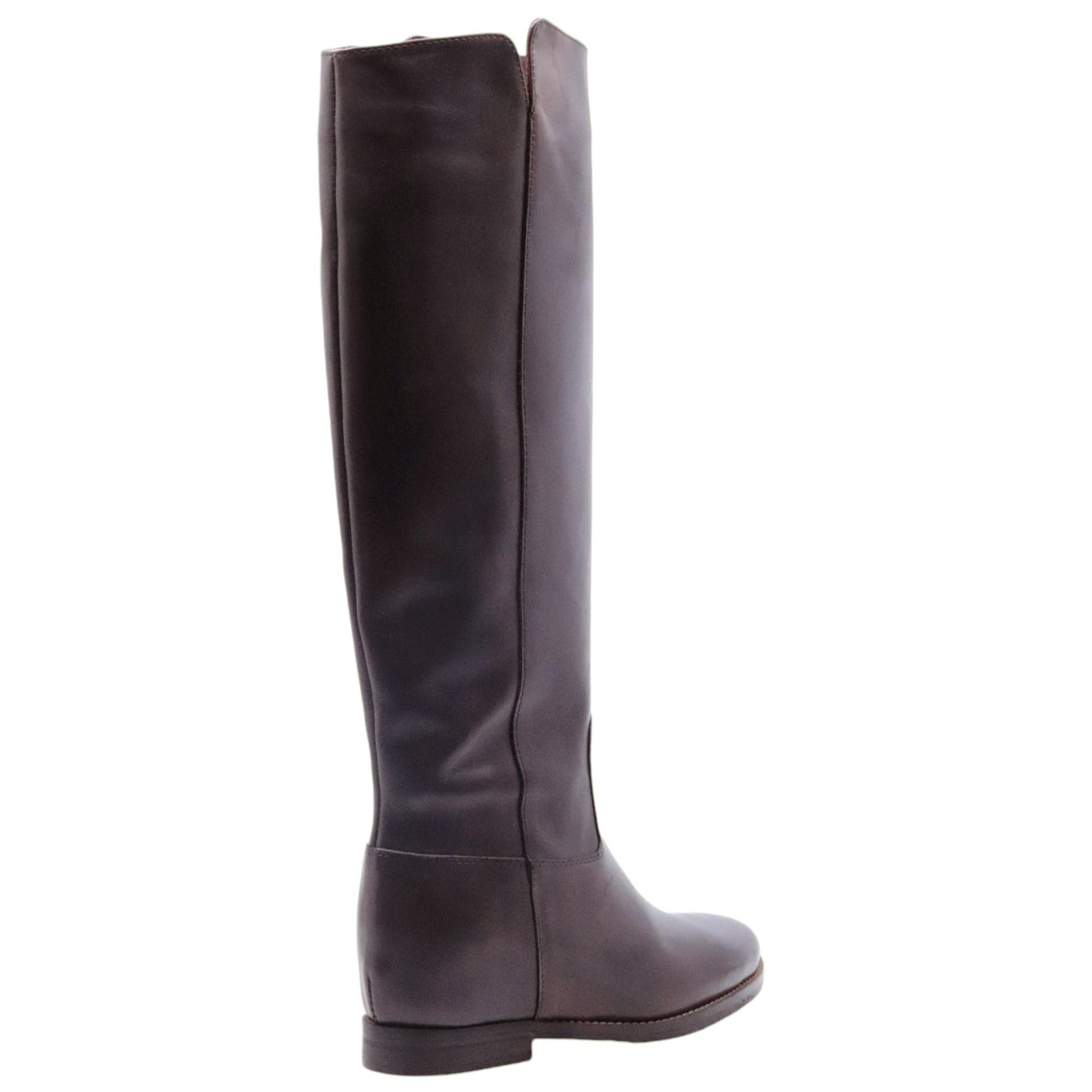 The Seller IV142 stivale donna in pelle marrone con zeppa interna 
