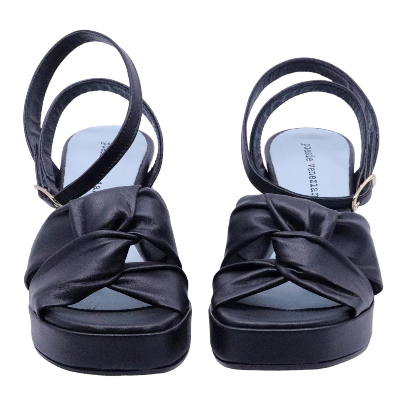 Sandalo donna Poesie Veneziane in pelle di colore nera 