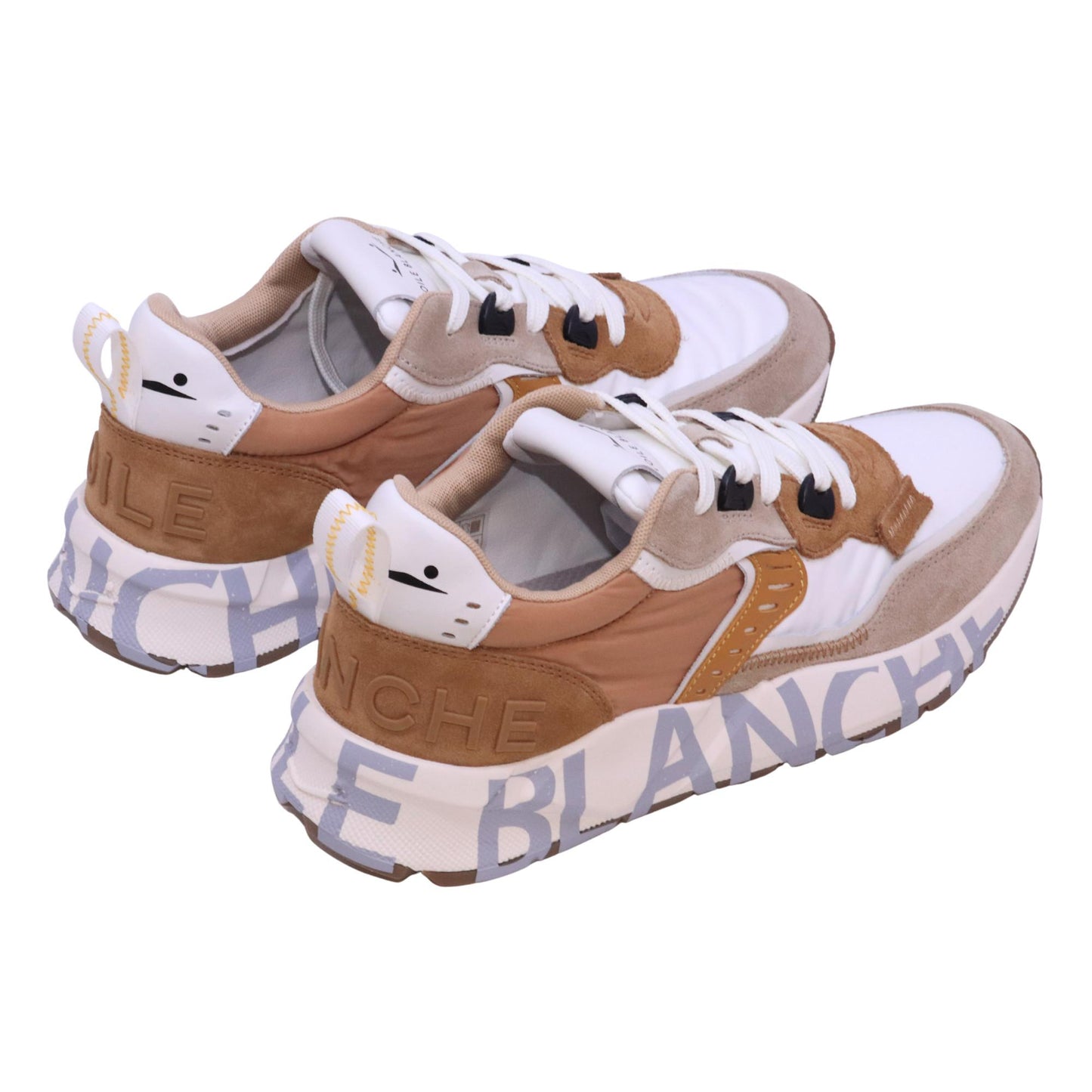 Voile Blanche Club01 sneaker uomo suede nylon cognac e bianco<BR/> 
