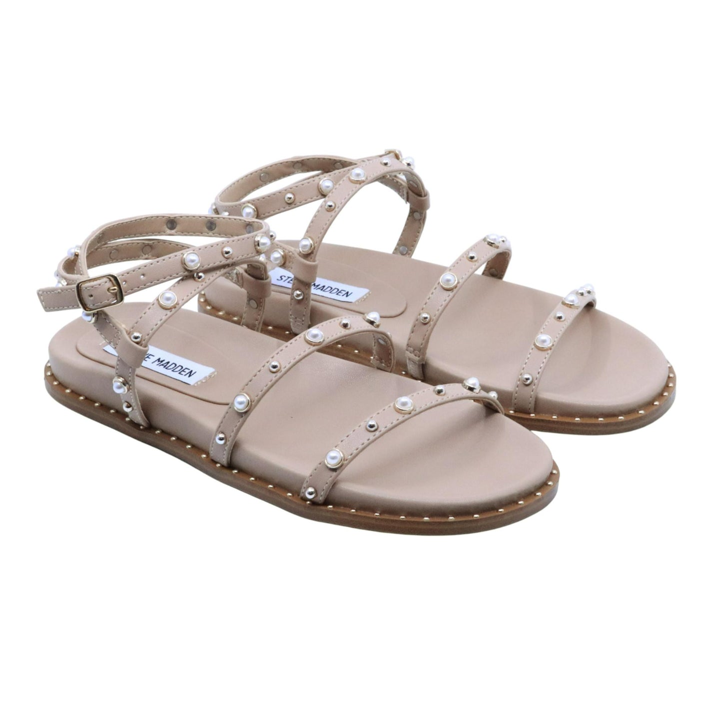 Steve Madden Stormie sandalo donna in similpelle tan con borchie 
