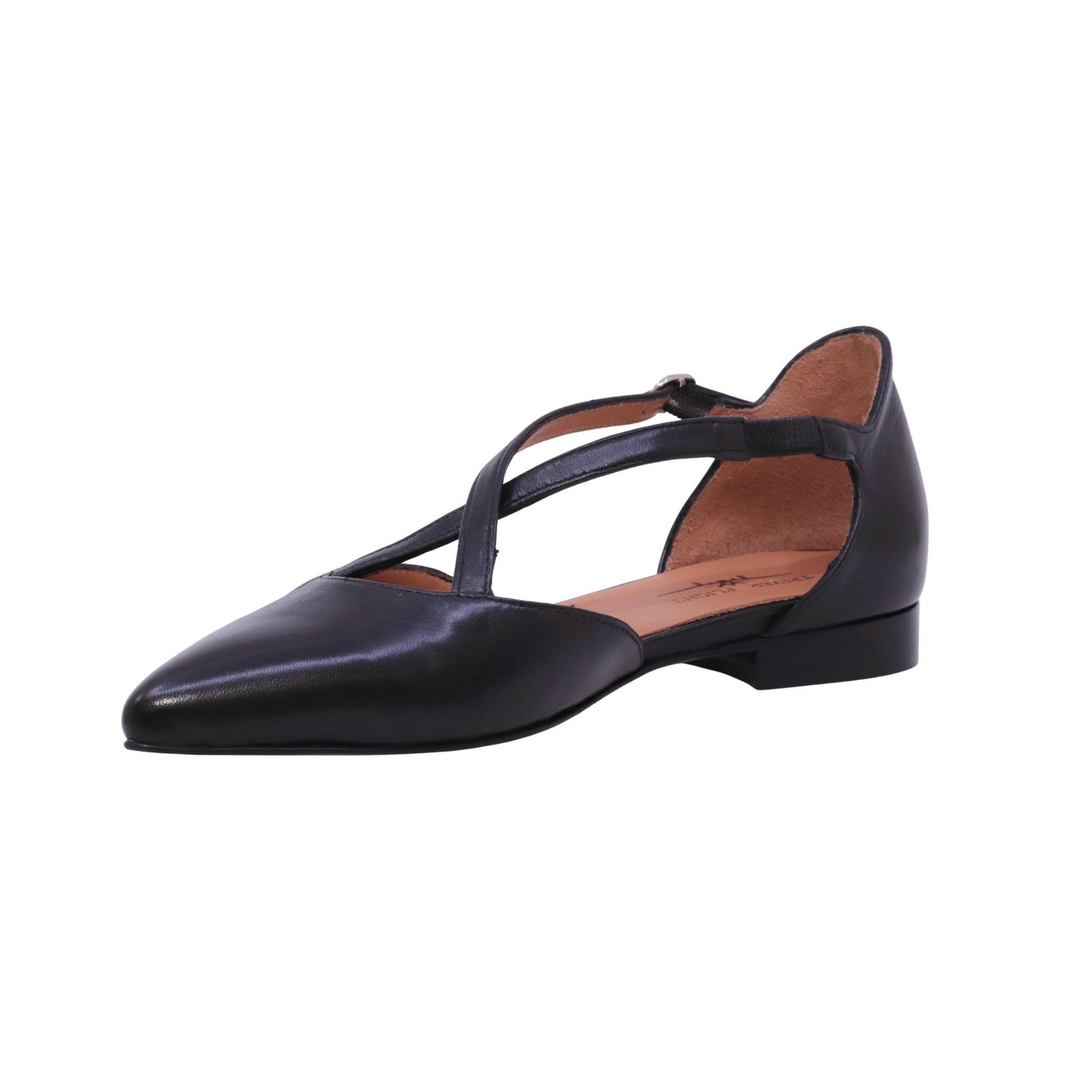 Triver Flight 603 03 Glove ballerina donna in pelle nappa nera con cinturino 