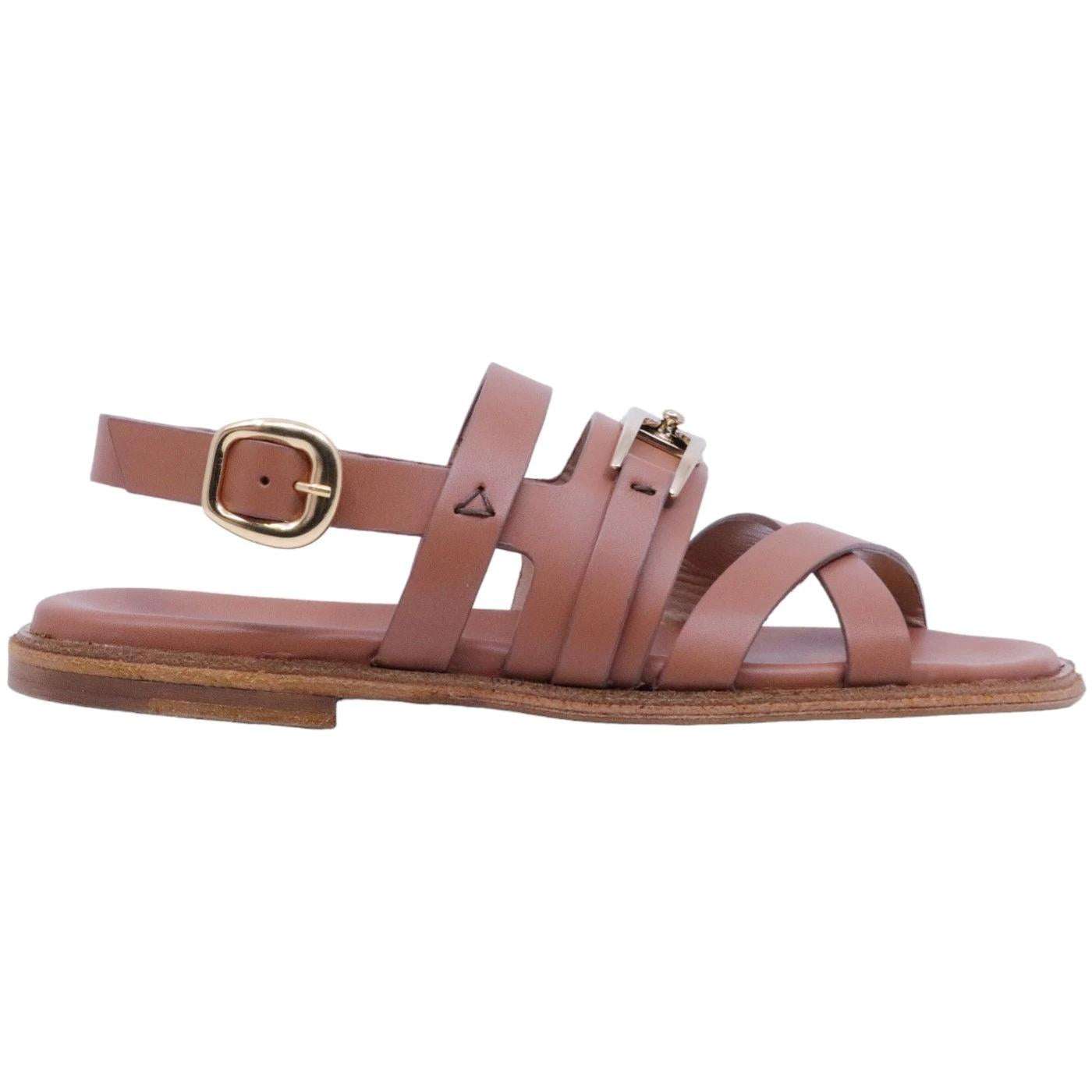 Sandalo donna Triver Flight 725 in pelle color cuoio 