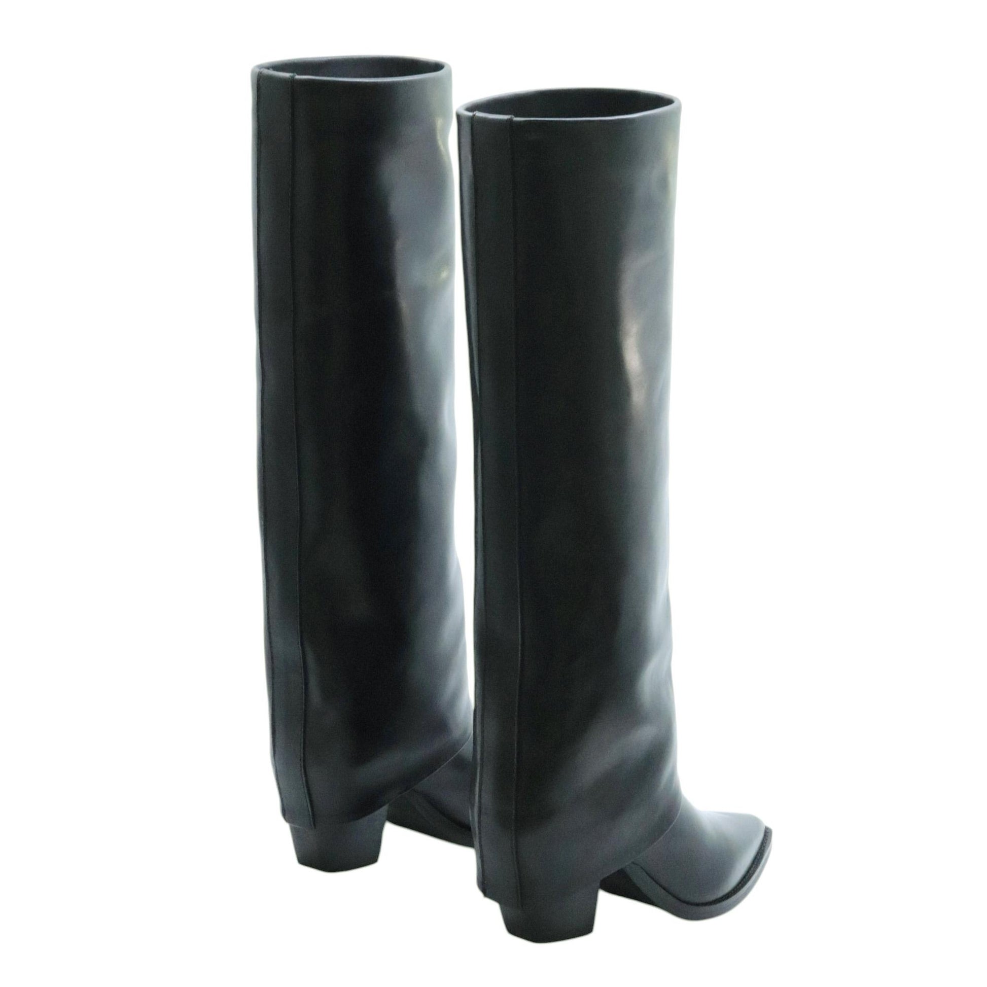 The Seller MW506 stivale donna in pelle nera con ghetta 