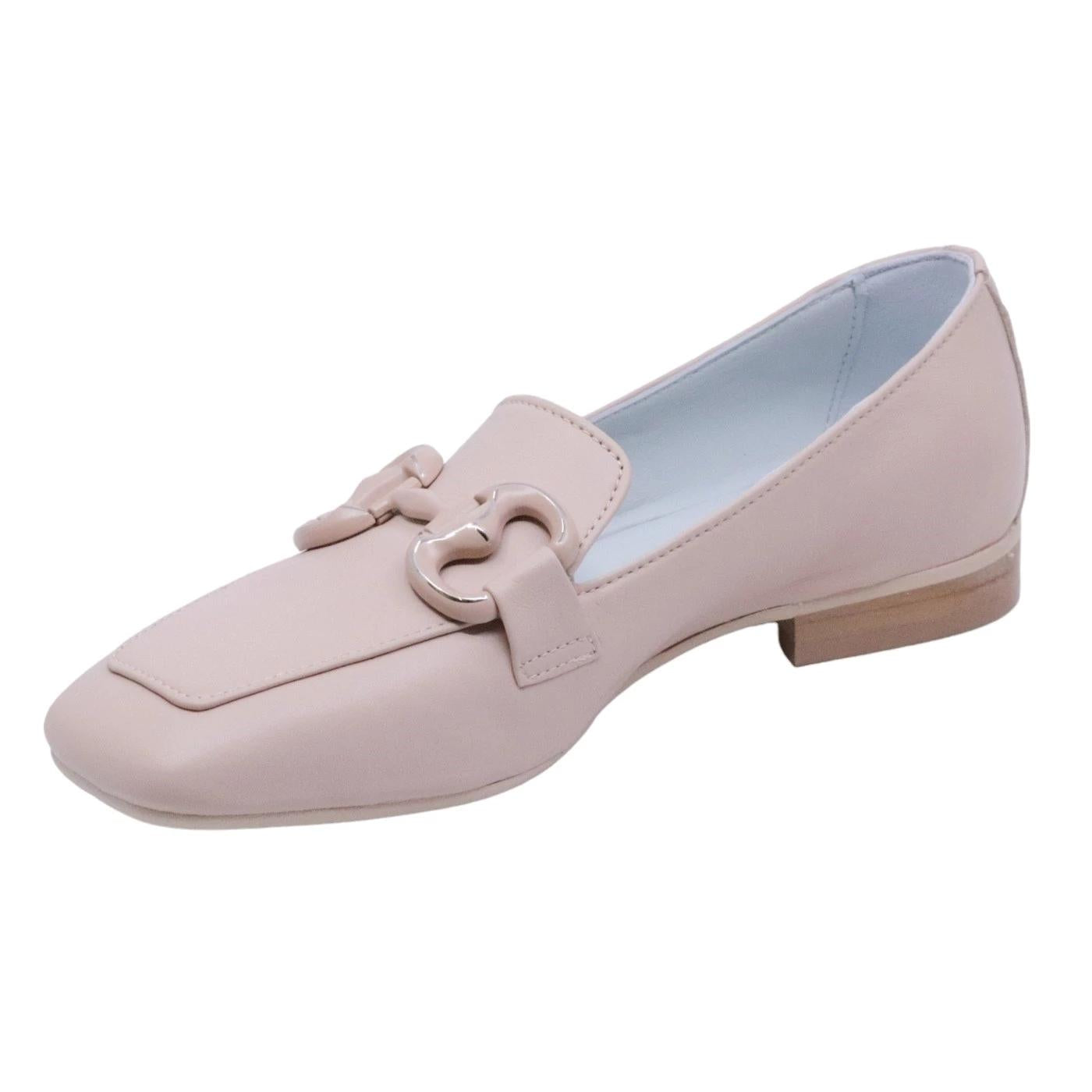 Mocassino donna Poesie Veneziane PRKG1 in pelle di colore nude con morsetto 