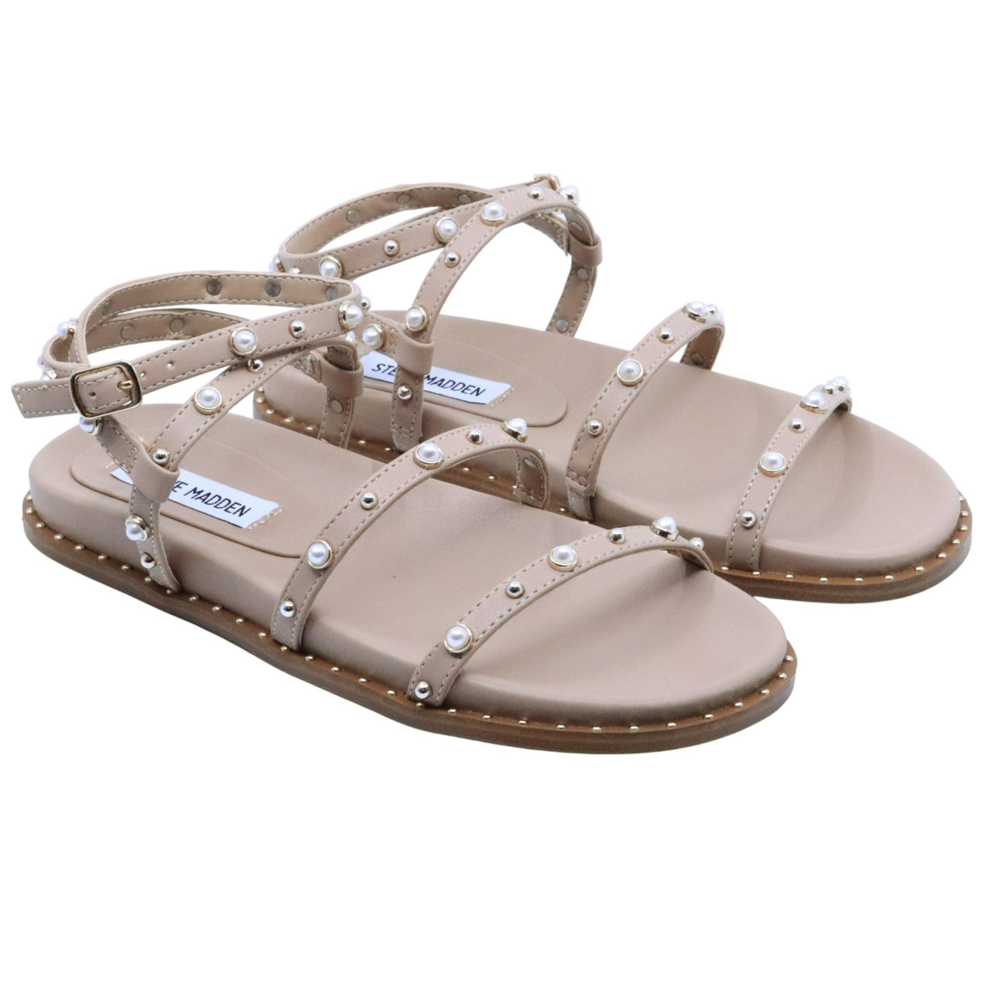 Sandalo Steve Madden Stormie in similpelle tan con borchie 