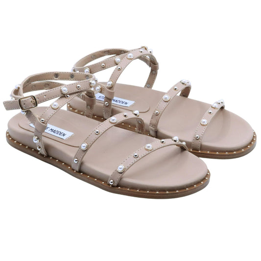 Sandalo Steve Madden Stormie in similpelle tan con borchie 