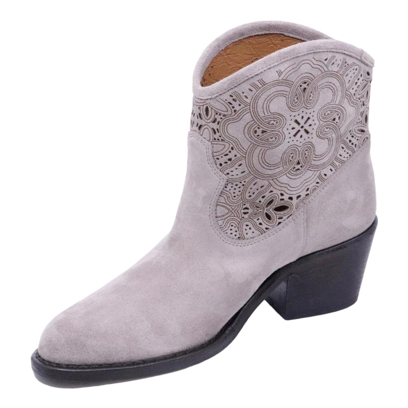 Stivaletto texano Via Roma 15 4148 in pelle scamosciata fango 