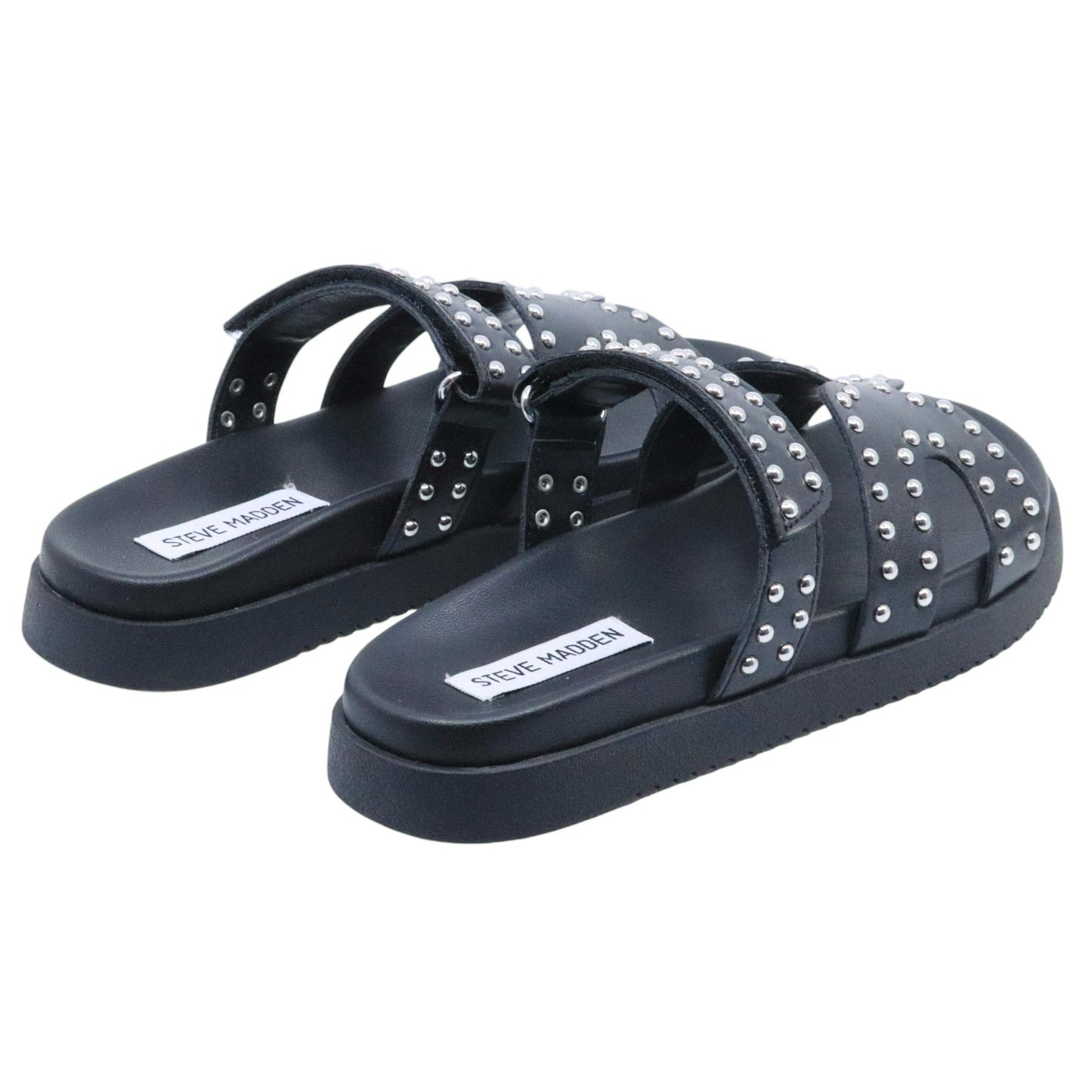 Ciabatta Steve Madden Missile in pelle nera e borchie 