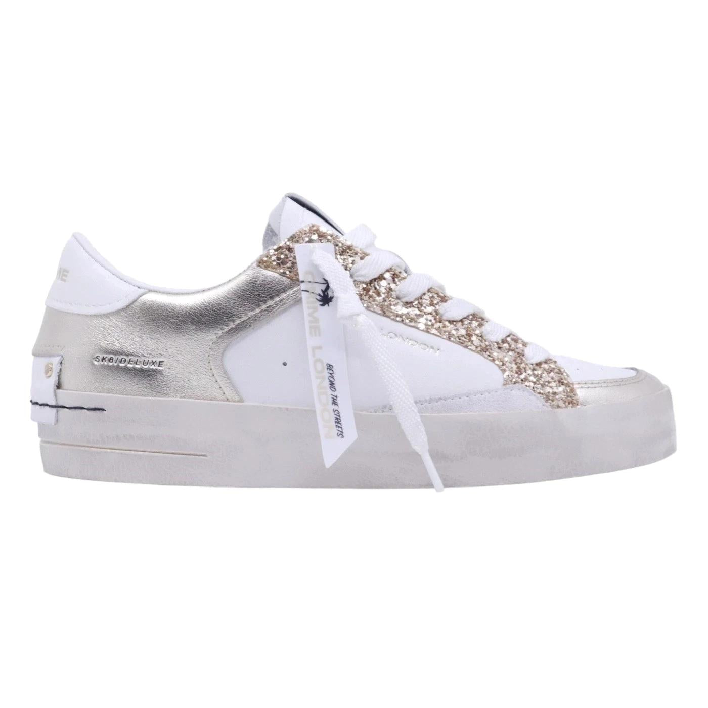 Sneaker donna Crime London Sk8 Deluxe 27107 in pelle bianca 