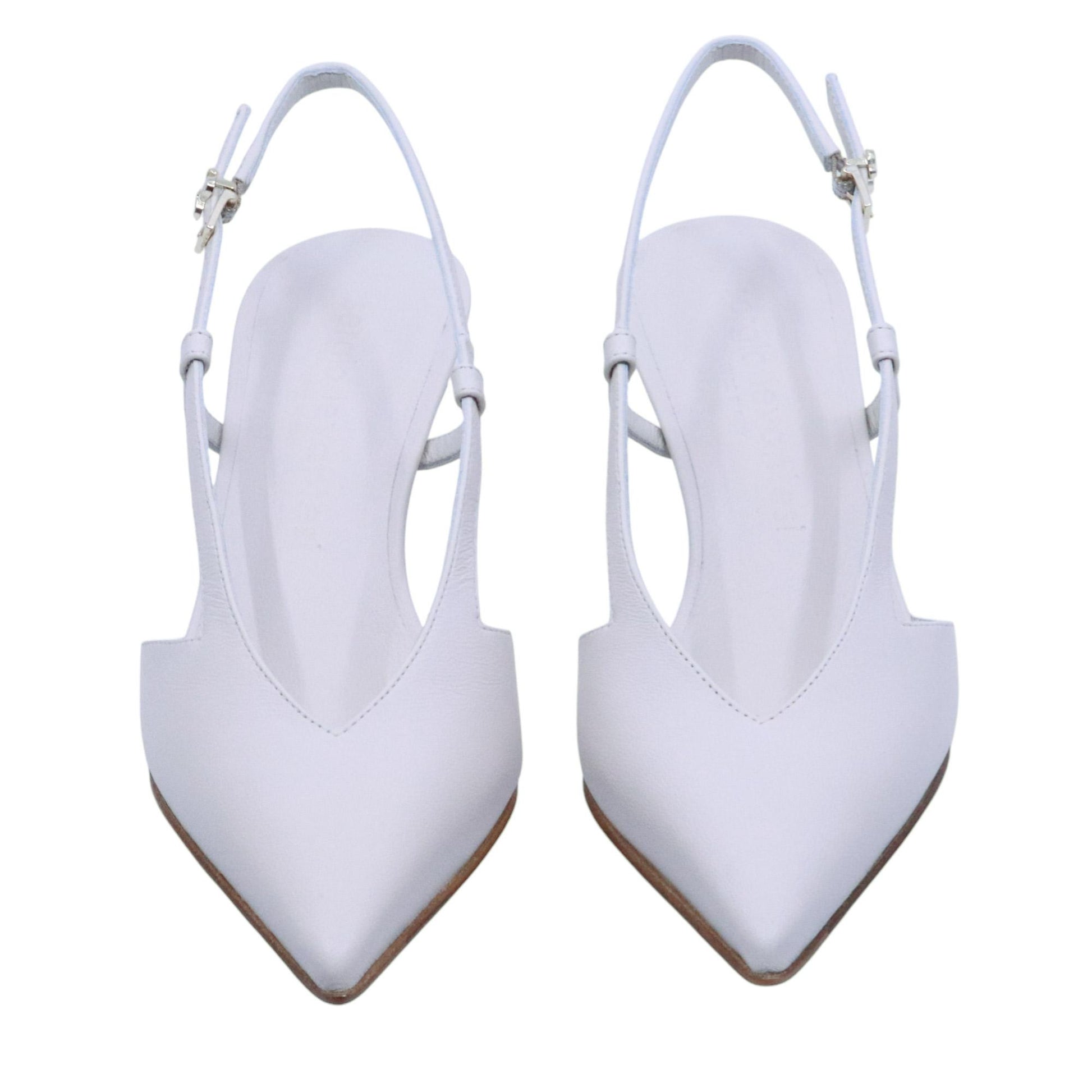 Slingback donna Sergio Levantesi Eva in pelle bianco avorio 