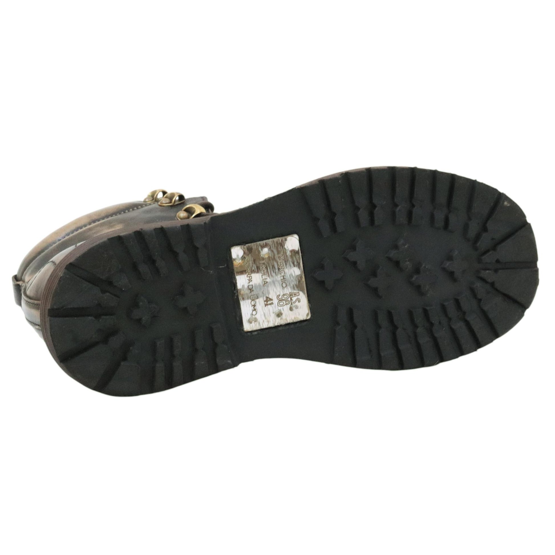 AS98 Z31211 stivaletto pedula uomo in pelle nera sfumata beige 