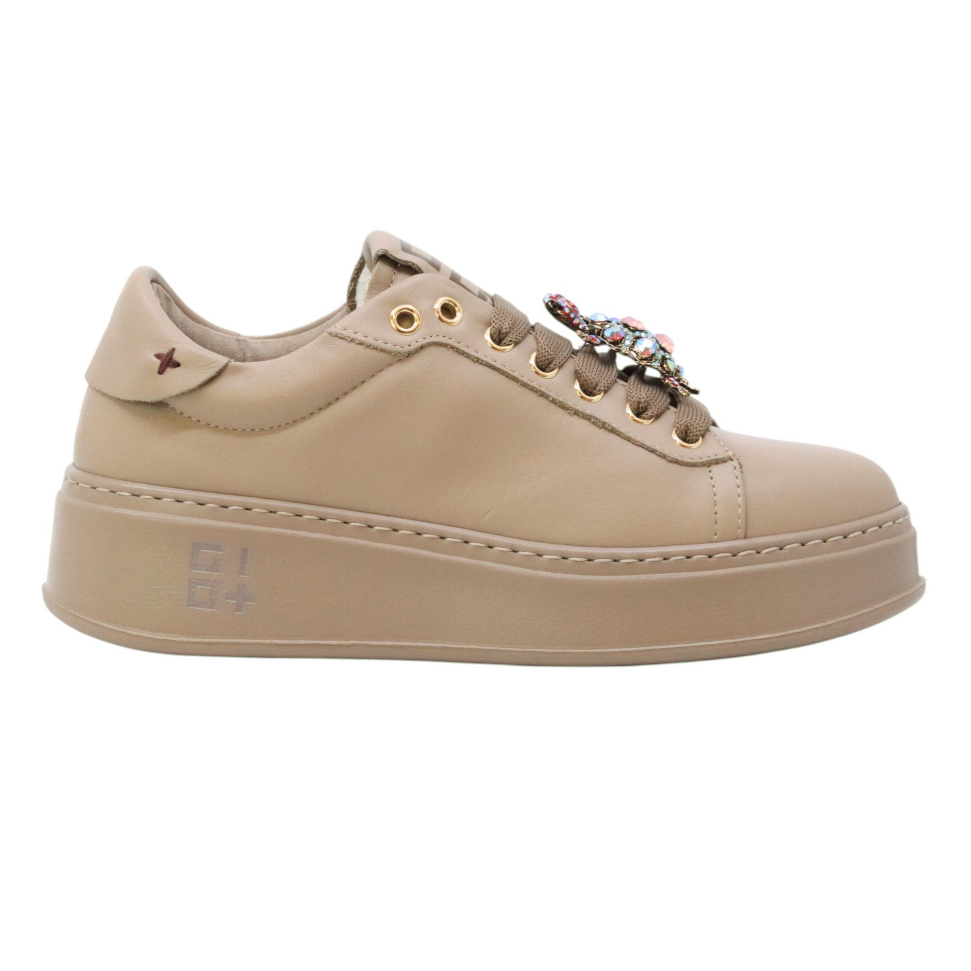 GIO+ PIA432B Combi sneaker donna in pelle taupe 