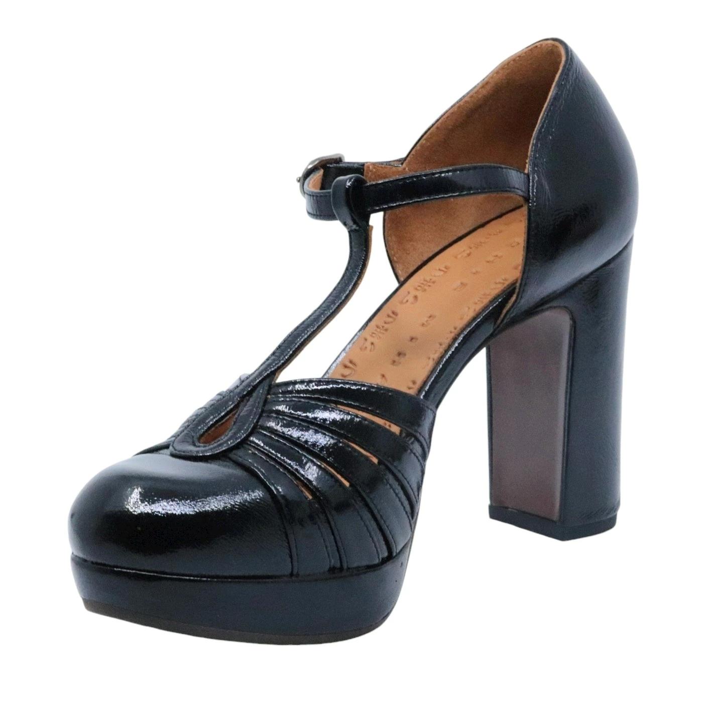 Decolleté Chie Mihara Yaisu per donna in pelle laminata nera 