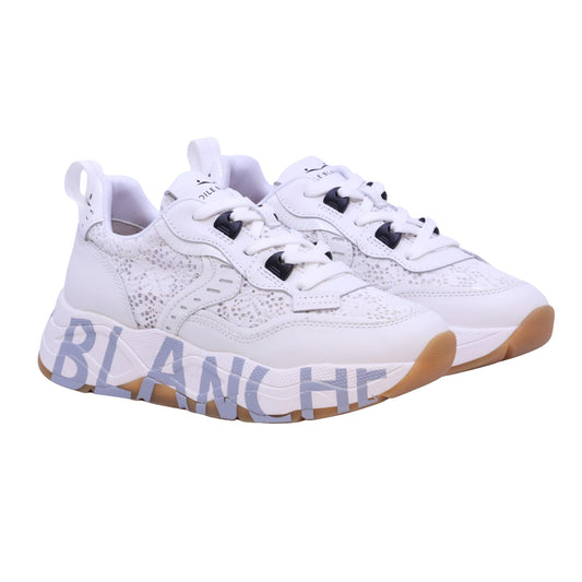 Voile Blanche CLUB105 sneaker donna in pelle e tessuto bianco 