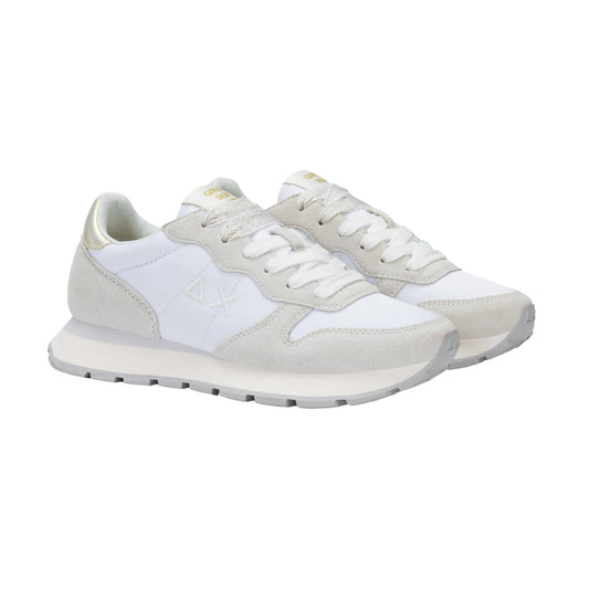 Sun68 Ally Gold Silver Z36202-01 sneaker donna in nylon e camoscio bianco 