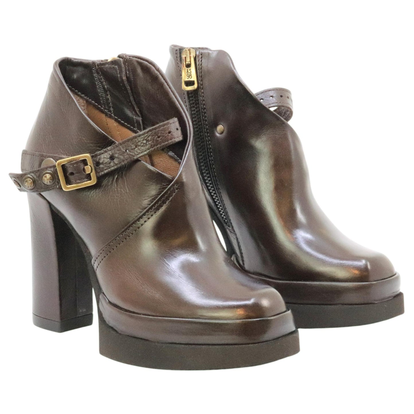 AS98 A53125 scarpa donna in pelle marrone 