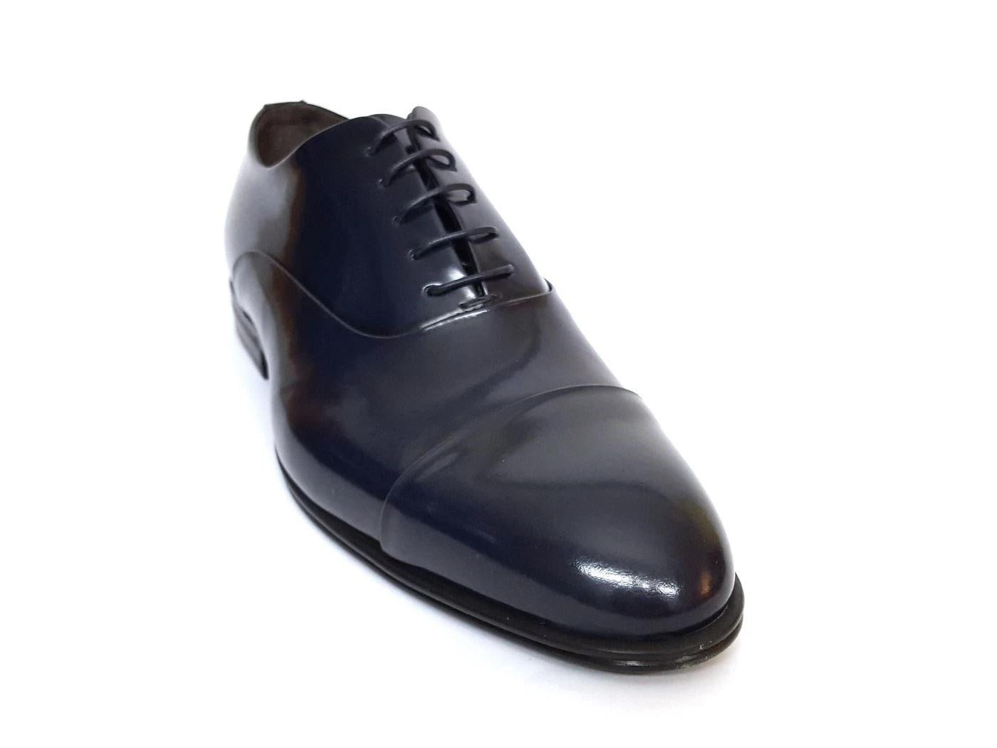 Scarpa Oxford uomo Corvari 3504 in pelle spazzolata blu 