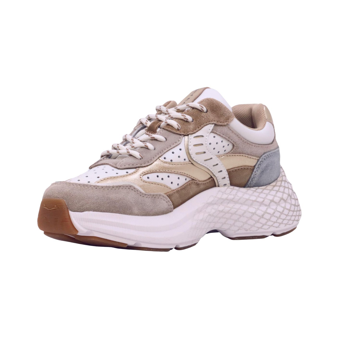 Voile Blanche Club122 Perfy sneaker donna in pelle e camoscio bianco beige 