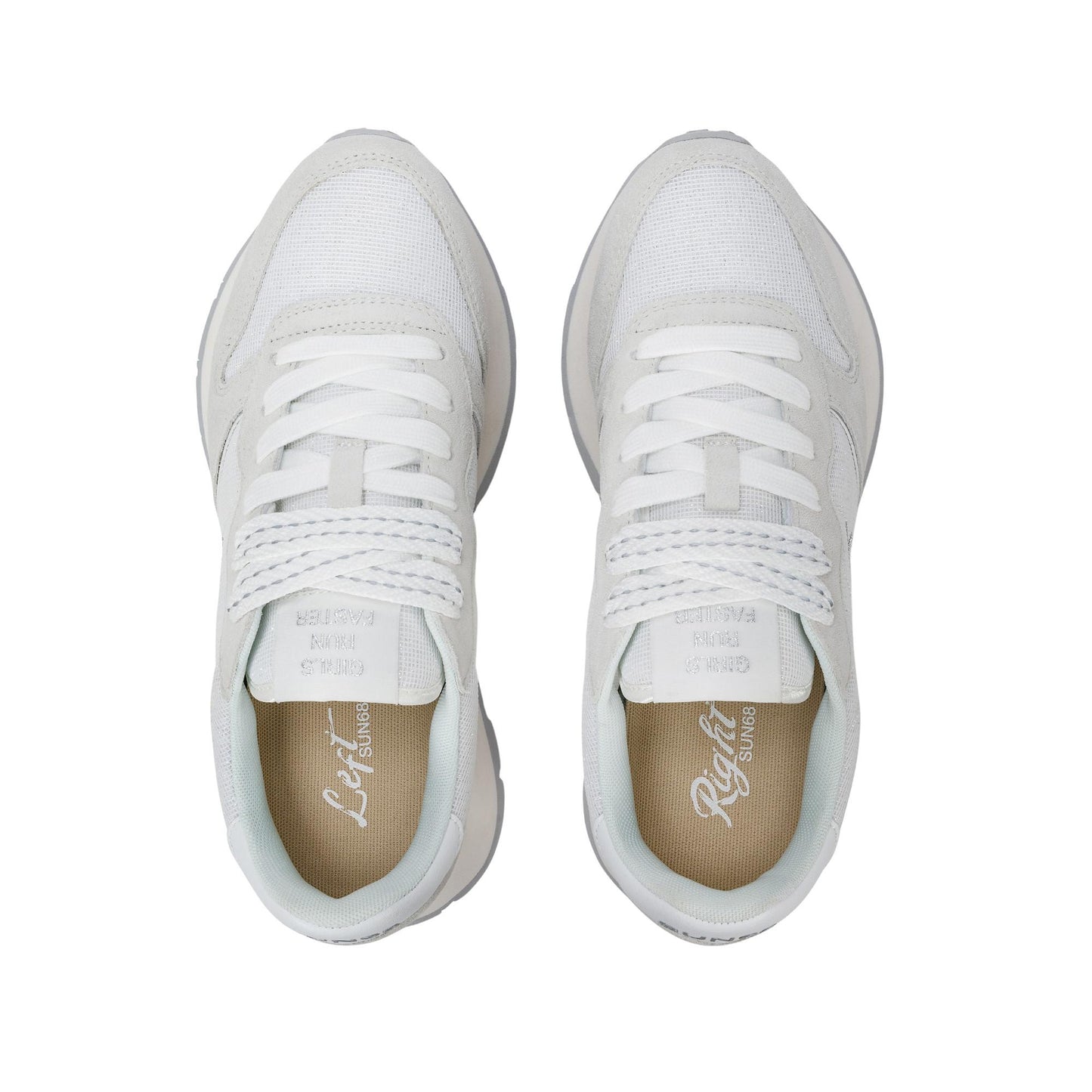 Sun68 Ally Glitter Z36203-01 sneaker donna in camoscio e lurex bianco 