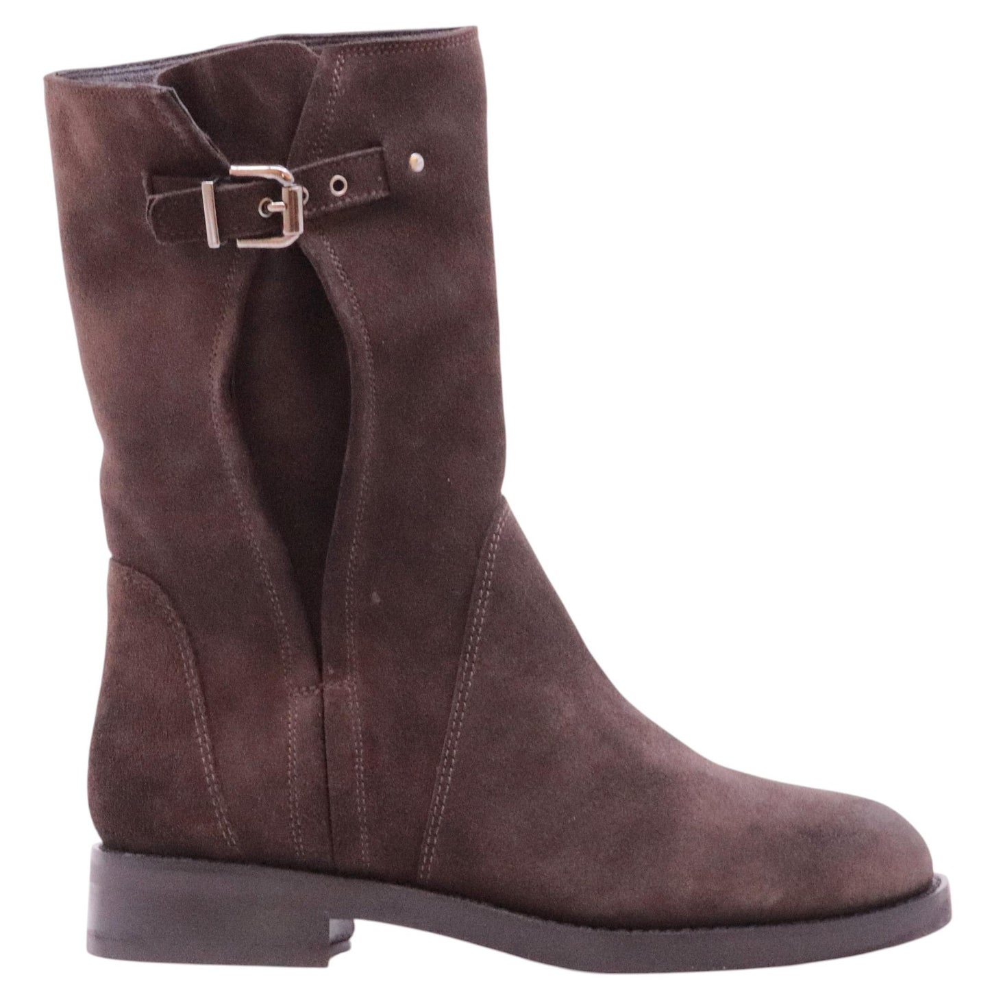 Curiositè 2842 stivale donna in camoscio marrone senza zip 