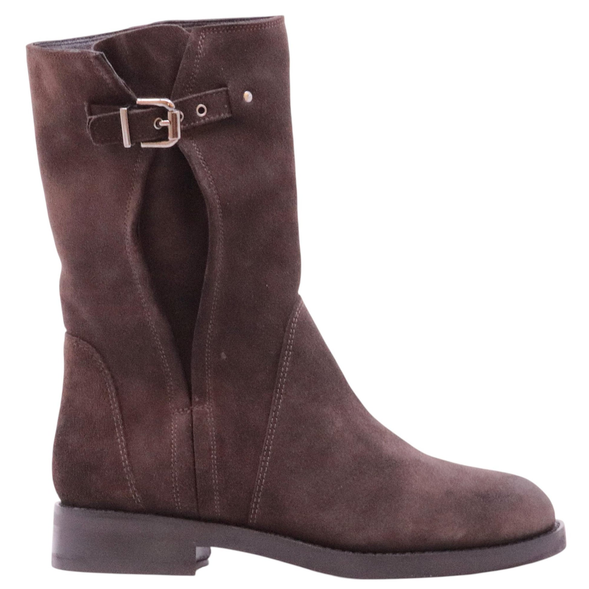 Curiositè 2842 stivale donna in camoscio marrone senza zip 