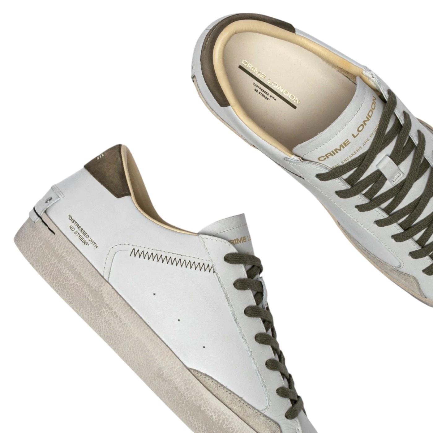 Sneaker uomo Crime London 14001 Distressed in pelle bianca 