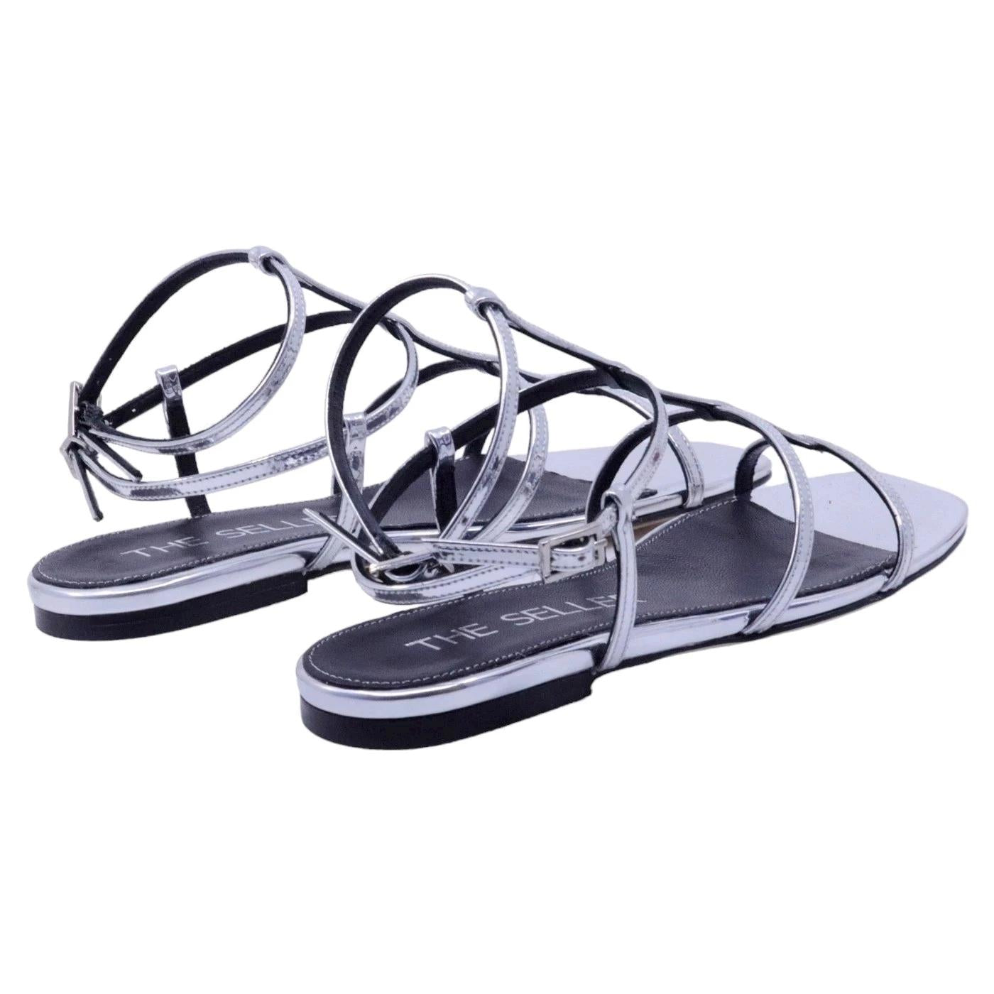 Sandalo basso The Seller PE901 specchiato argento 