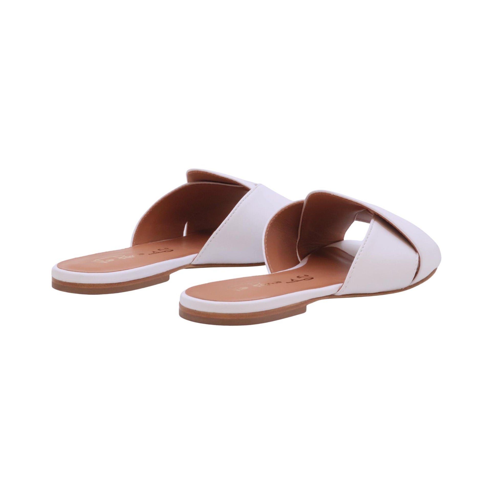 Via Roma 15 4460 Nappa Bianca sandalo ciabatta donna in pelle bianca 