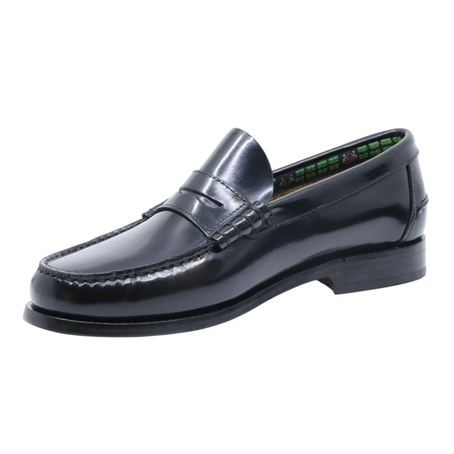Saxone of Scotland Coll 30 mocassino uomo in pelle Black Shiny fondo cuoio 