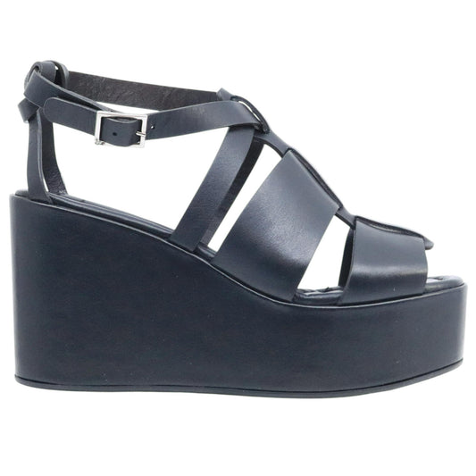 Sandalo zeppa Curiositè 2746 in pelle nera 