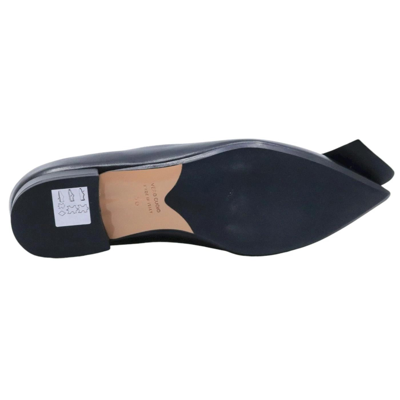 Ballerina donna Anna F 1798 in pelle nera con fiocco decorativo 