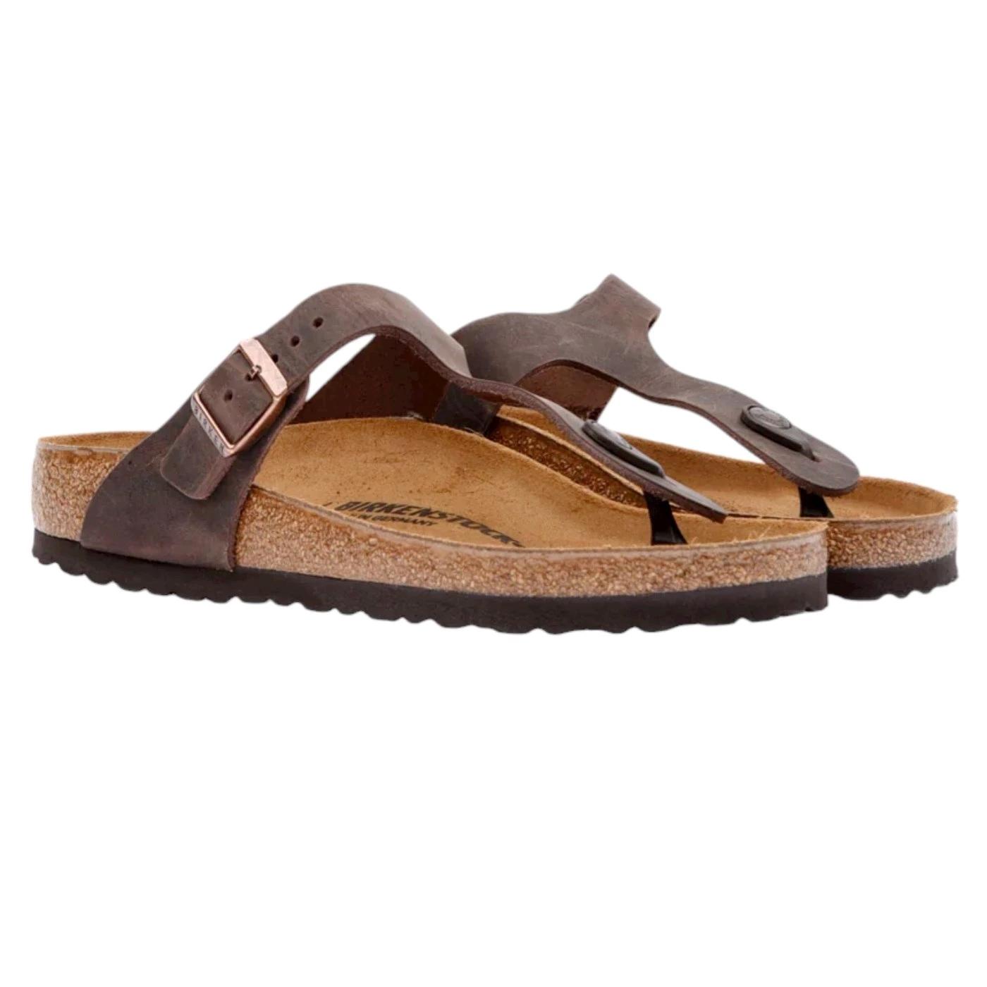 Birkenstock Gizeh Oiled Leather Habana sandalo infradito Regular Fit 