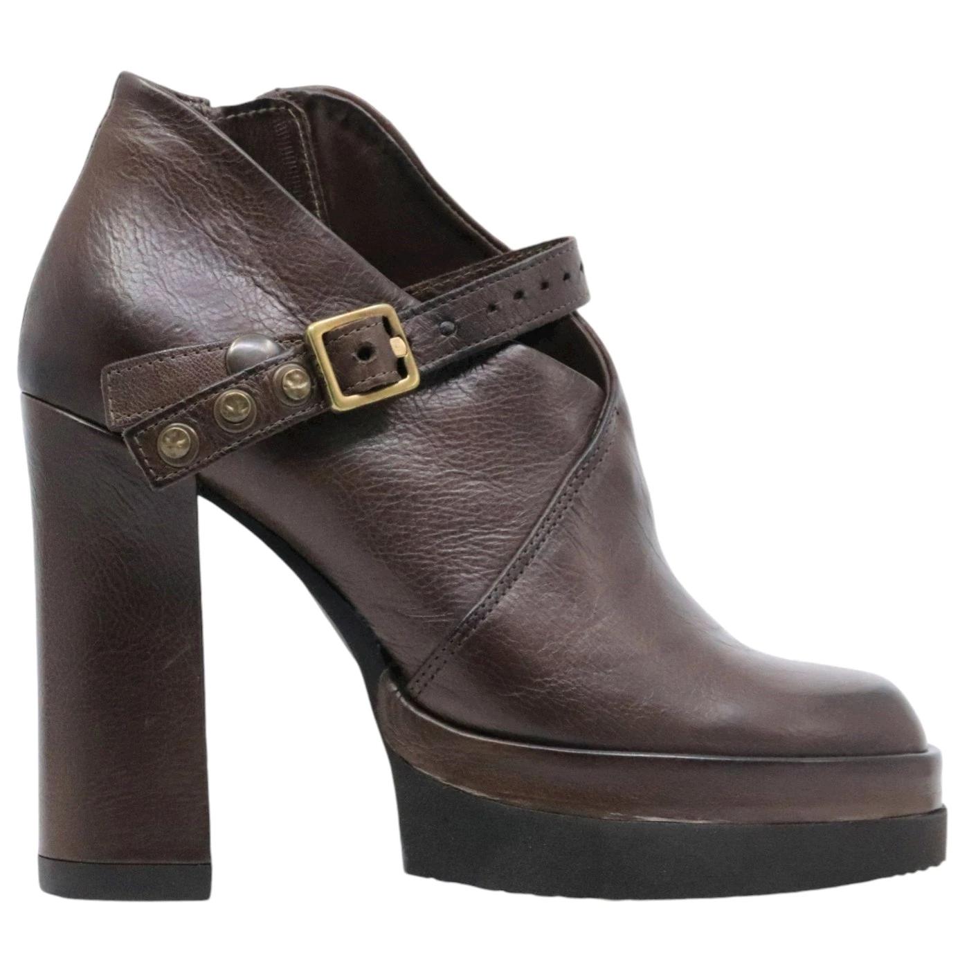 Tronchetto donna AS98 A53125 in pelle marrone 