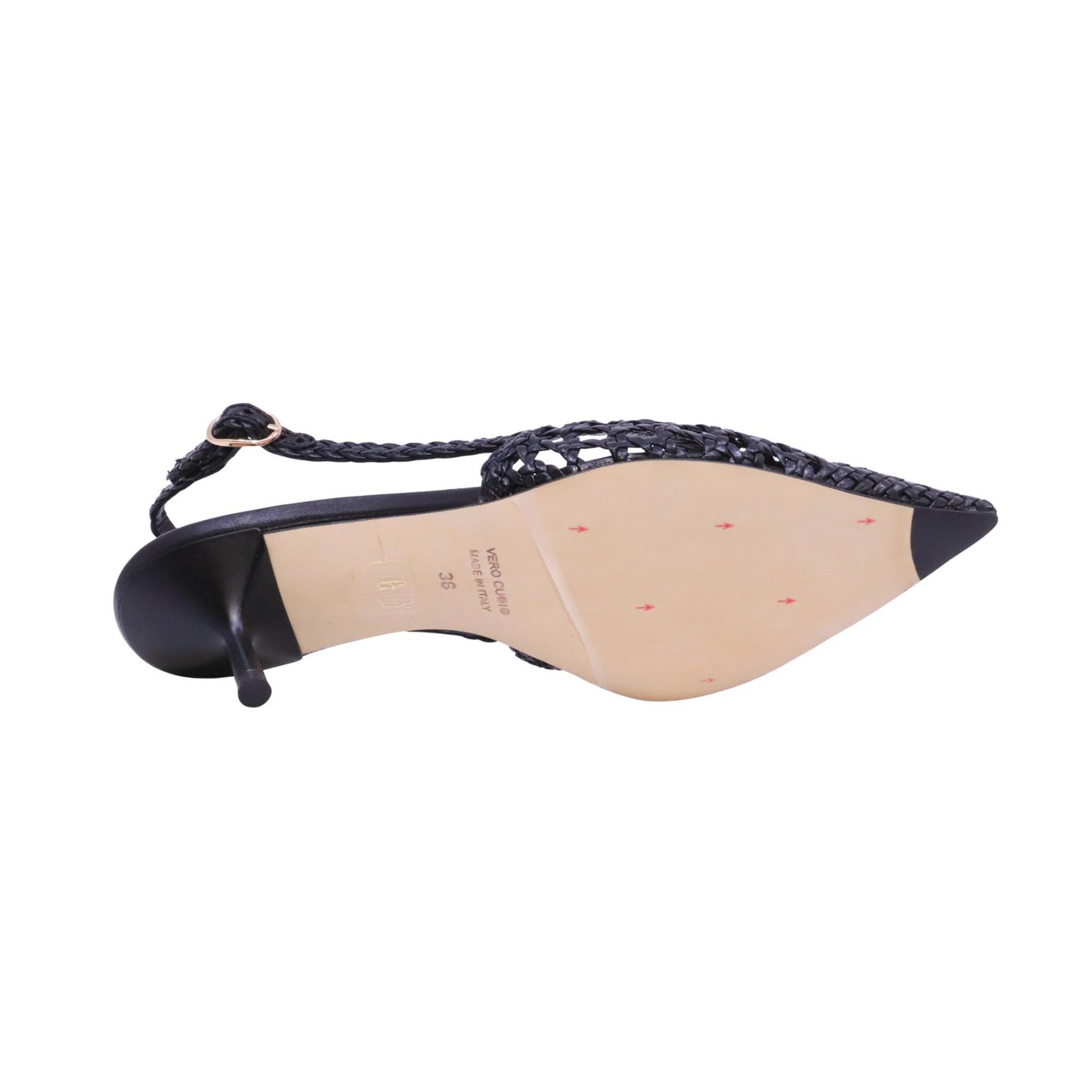 The Seller SE3028 slingback donna in pelle intrecciata nera 