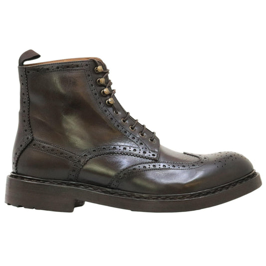 Crispiniano 482 stivaletto allacciato uomo in pelle marrone 