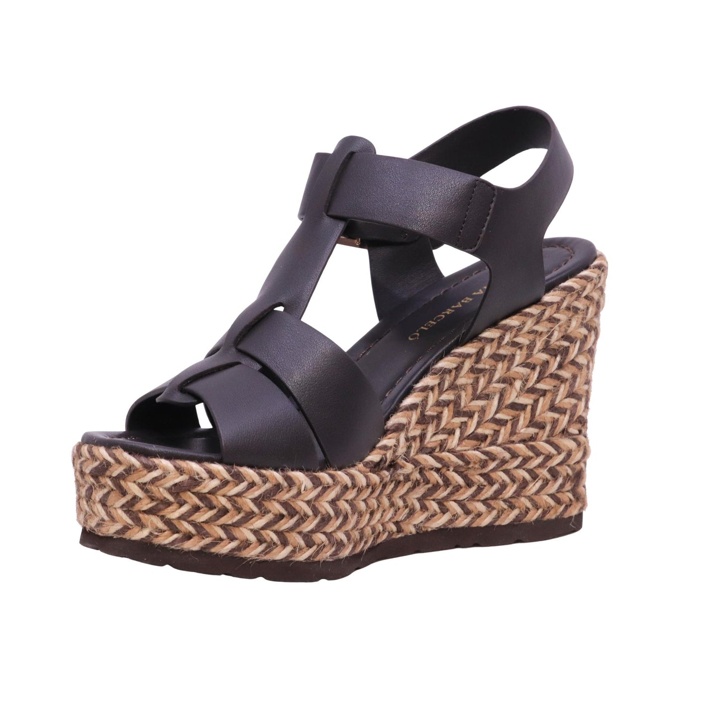 Paloma Barceló Olivia marrone chocolate sandalo zeppa in pelle con plateau 