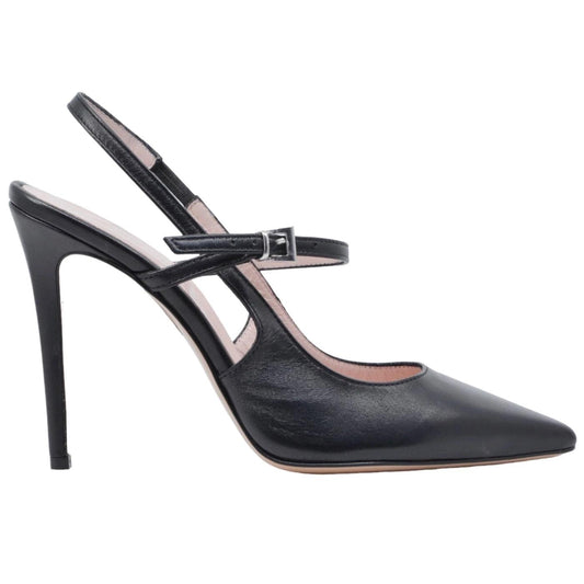 Anna F 1395 slingback donna in pelle nera elegante da cerimonia con tacco alto 
