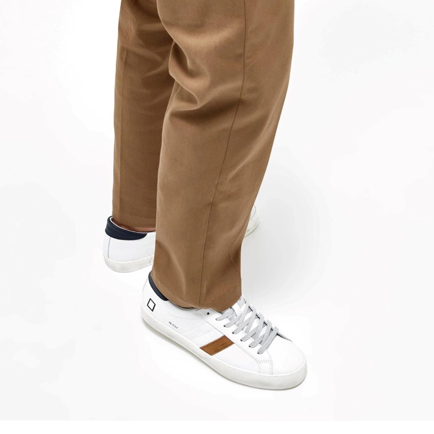 DATE Hill Low Calf White Blue HL-CA-WL sneaker uomo in pelle bianca 