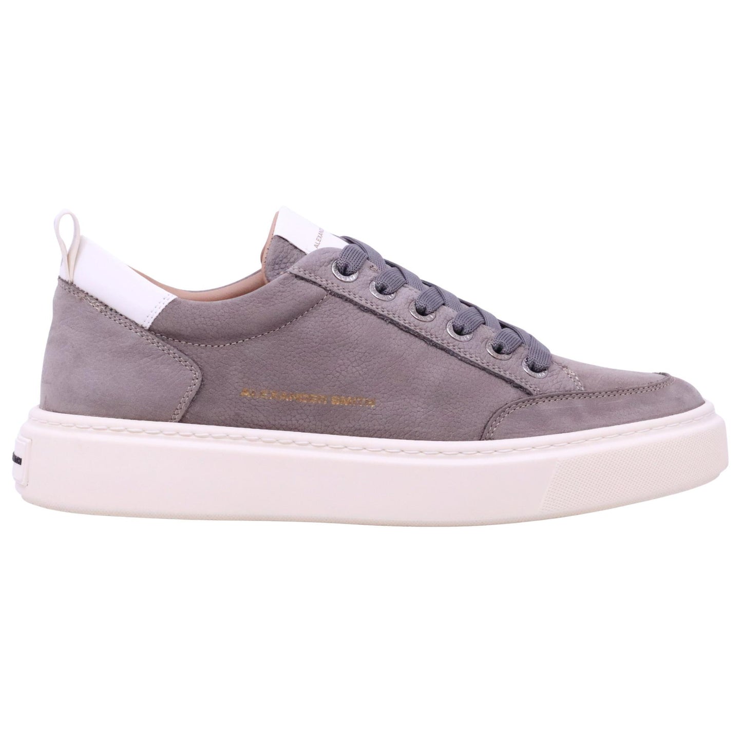 Alexander Smith Bond 3258 sneaker uomo nabuk grigio asfalto con dettagli in pelle bianca 