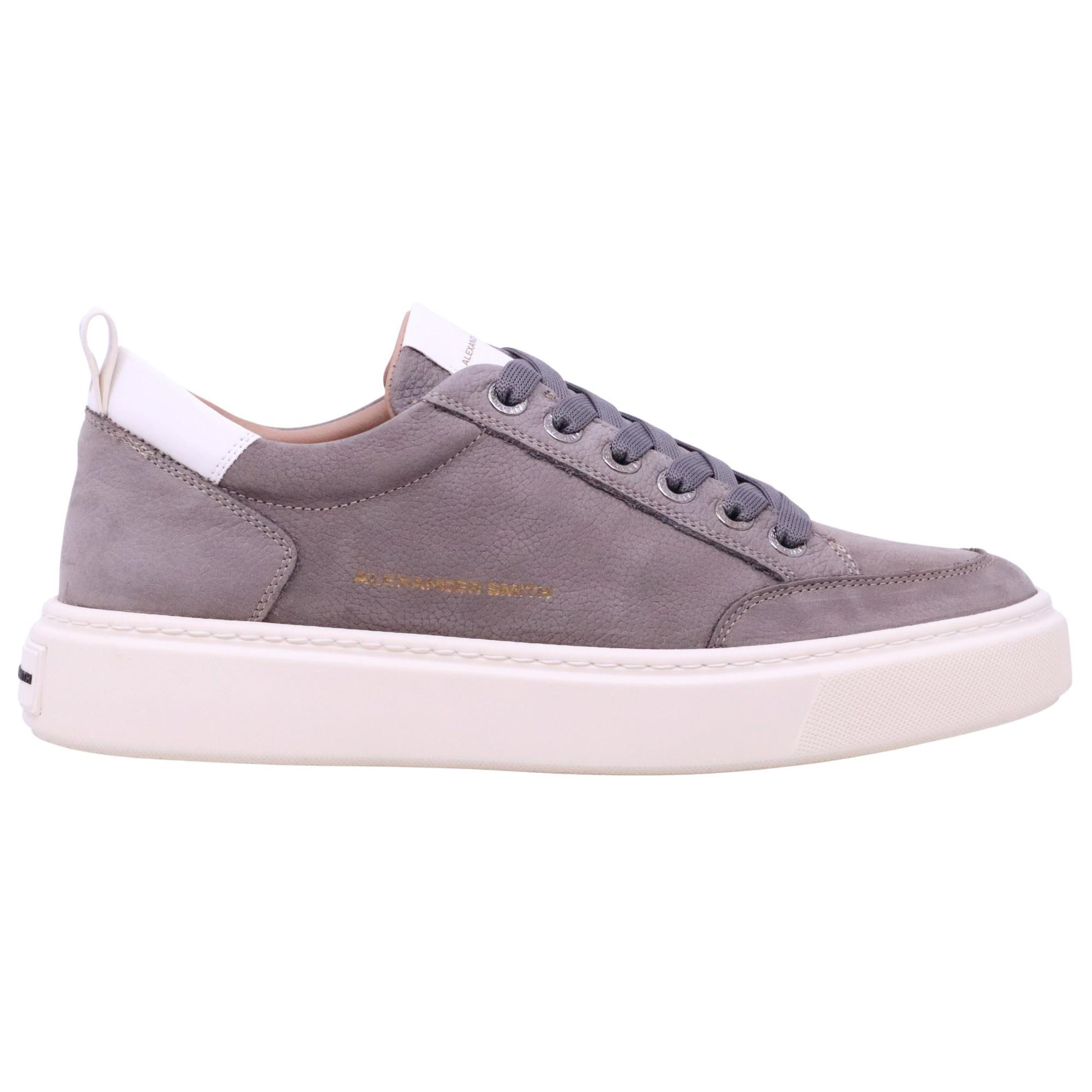 Alexander Smith Bond 3258 sneaker uomo nabuk grigio asfalto con dettagli in pelle bianca 