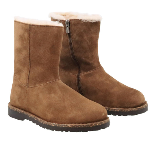 Birkenstock Uppsala Zip stivaletto donna in pelle scamosciata dark tea<BR/><BR/> 