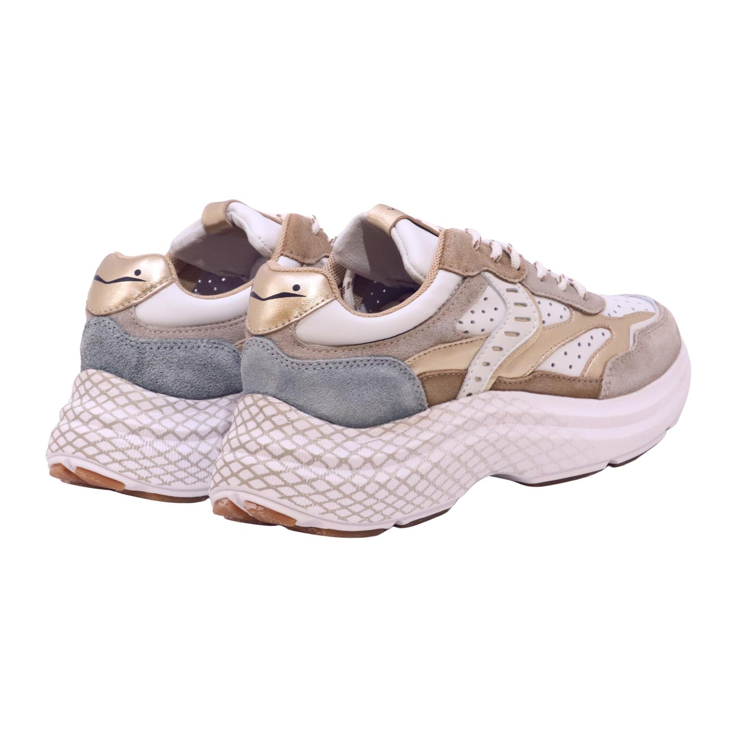 Voile Blanche Club122 Perfy sneaker donna in pelle e camoscio bianco beige 