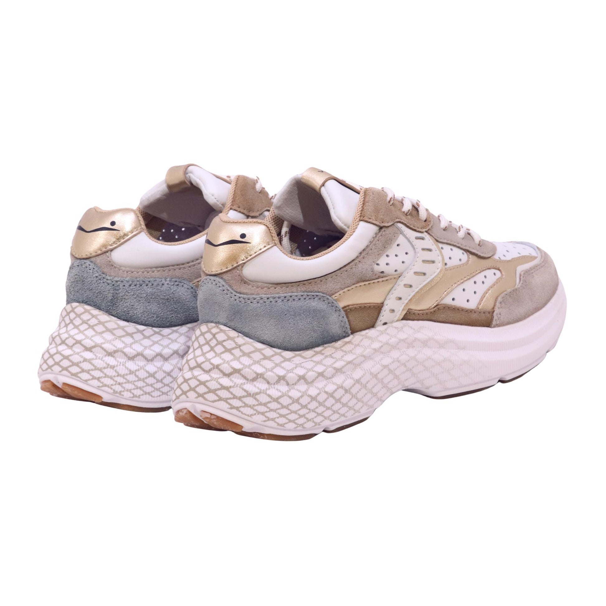Voile Blanche Club122 Perfy sneaker donna in pelle e camoscio bianco beige 