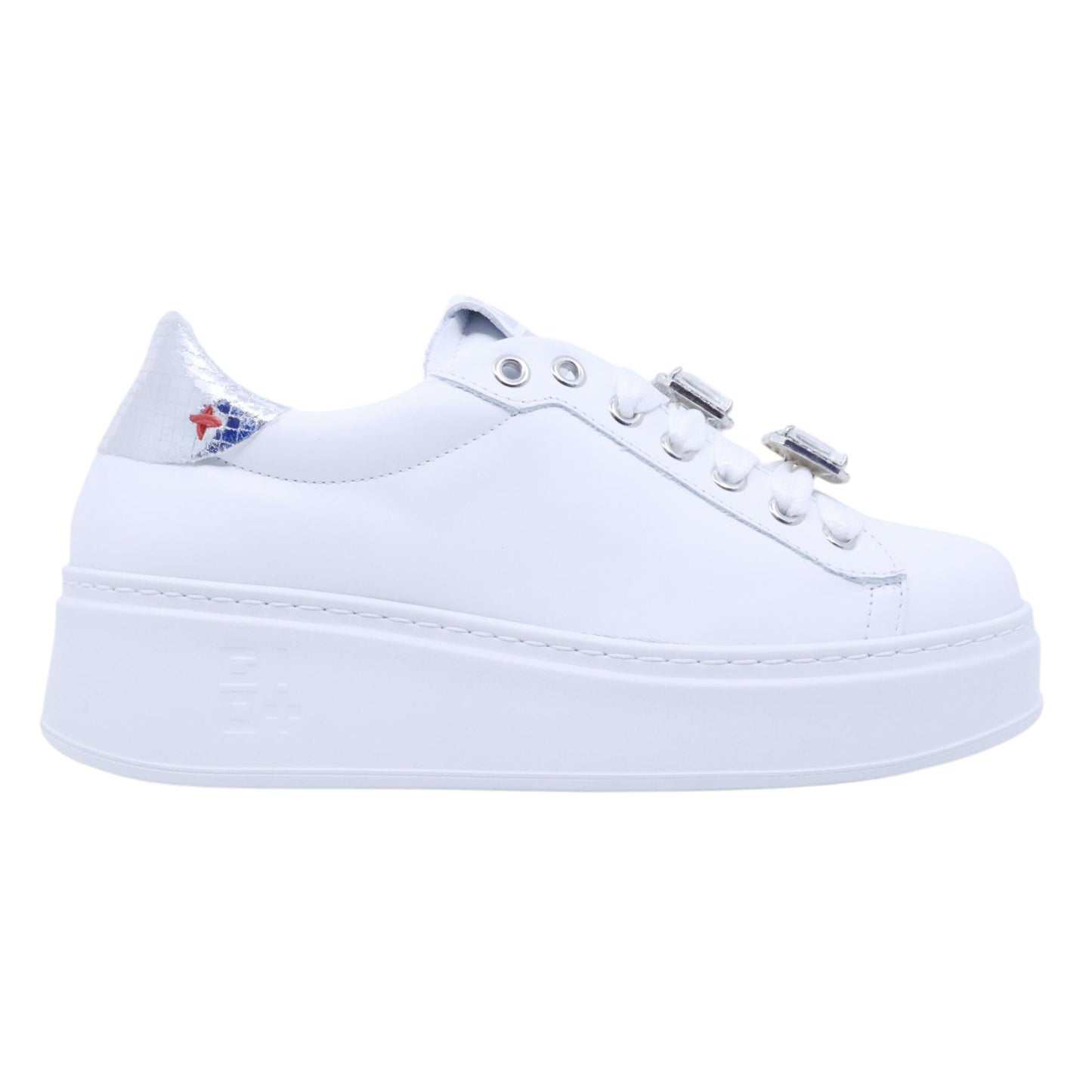 Sneaker donna Gio+ PIA266A in pelle bianca PIA266A-COMBRANDYWHITE/SILVER GIO+