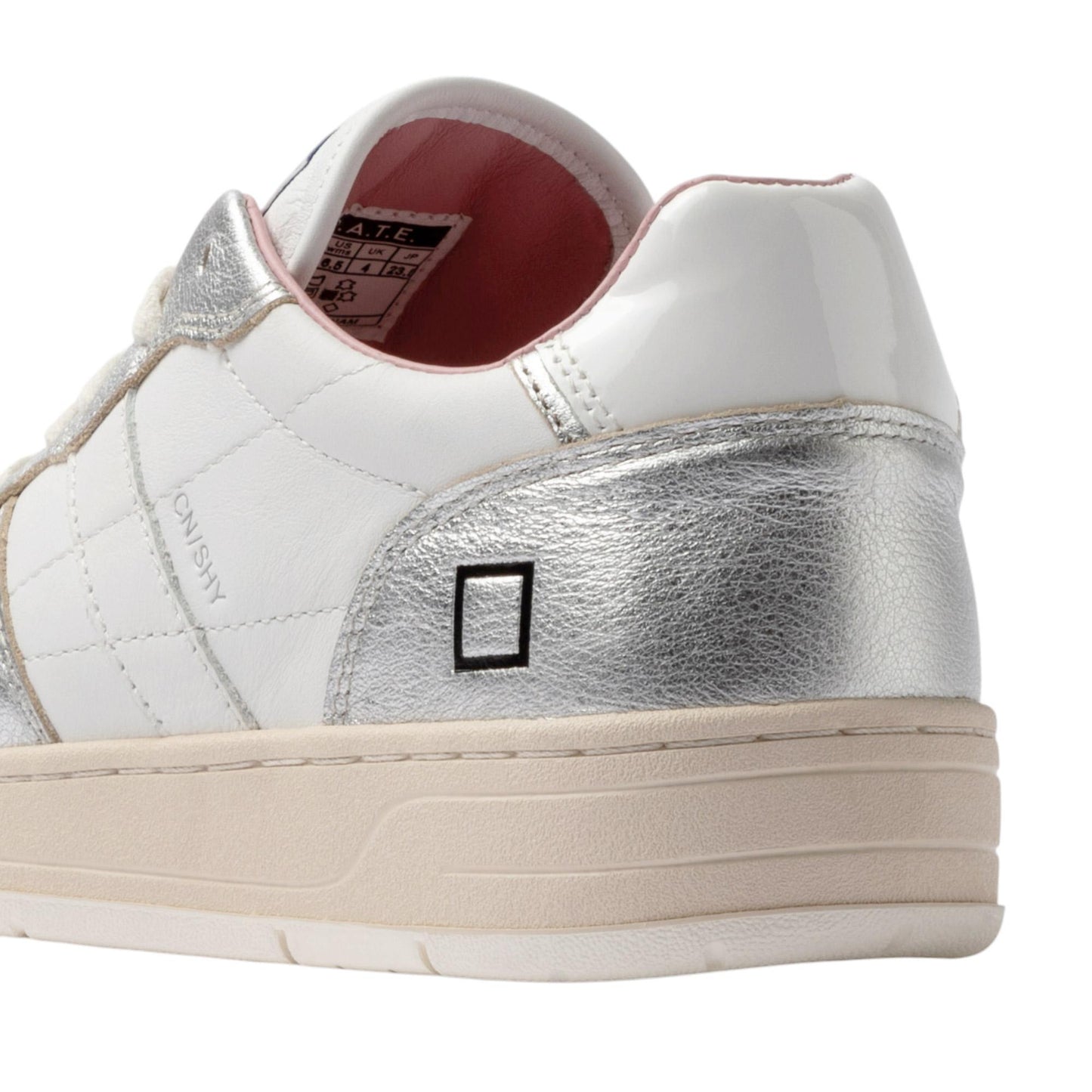 DATE Court Shiny White Silver CR SH SL sneaker donna in pelle bianca e argento 