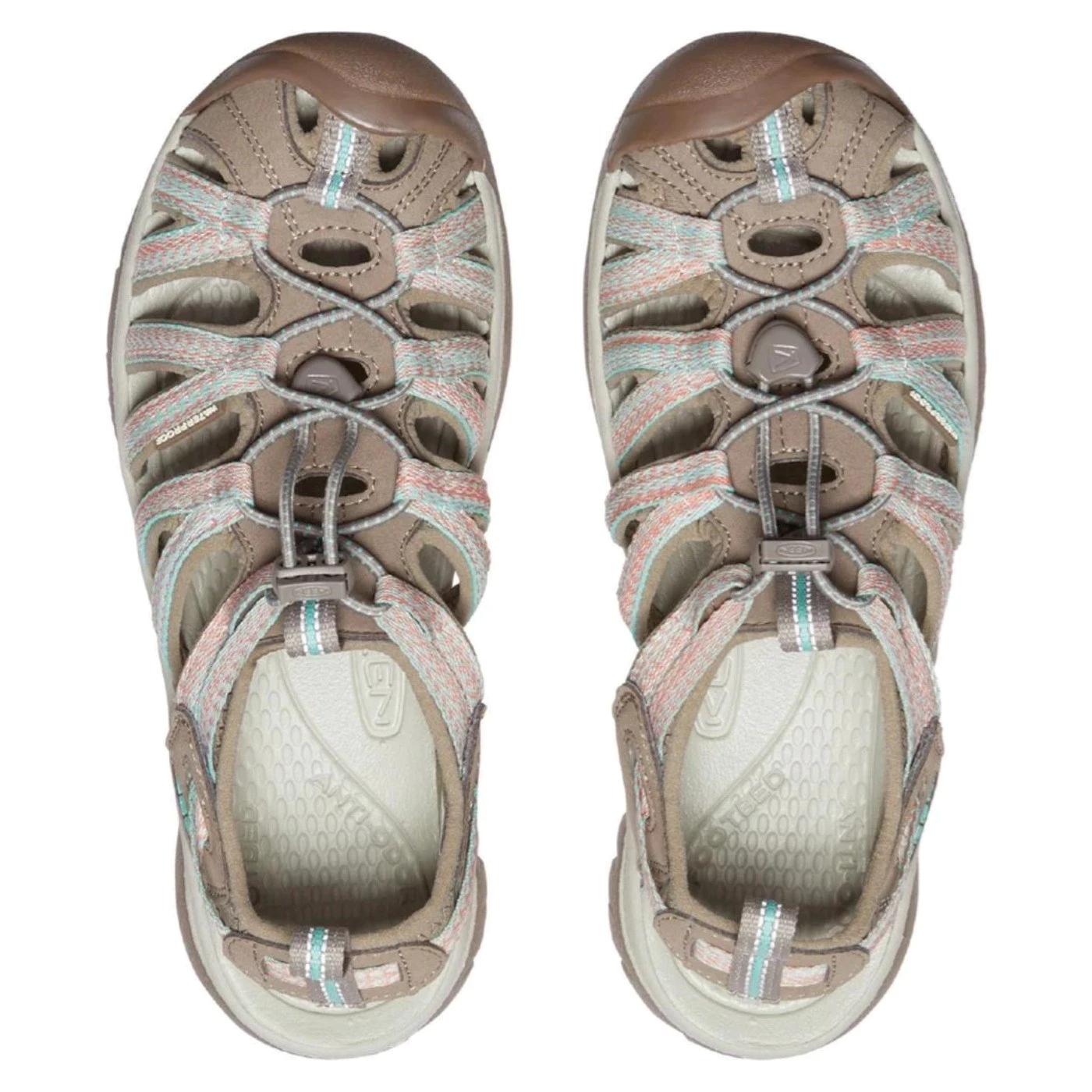 Sandalo donna Keen Whisper1022810 con elastico bianco e corallo 