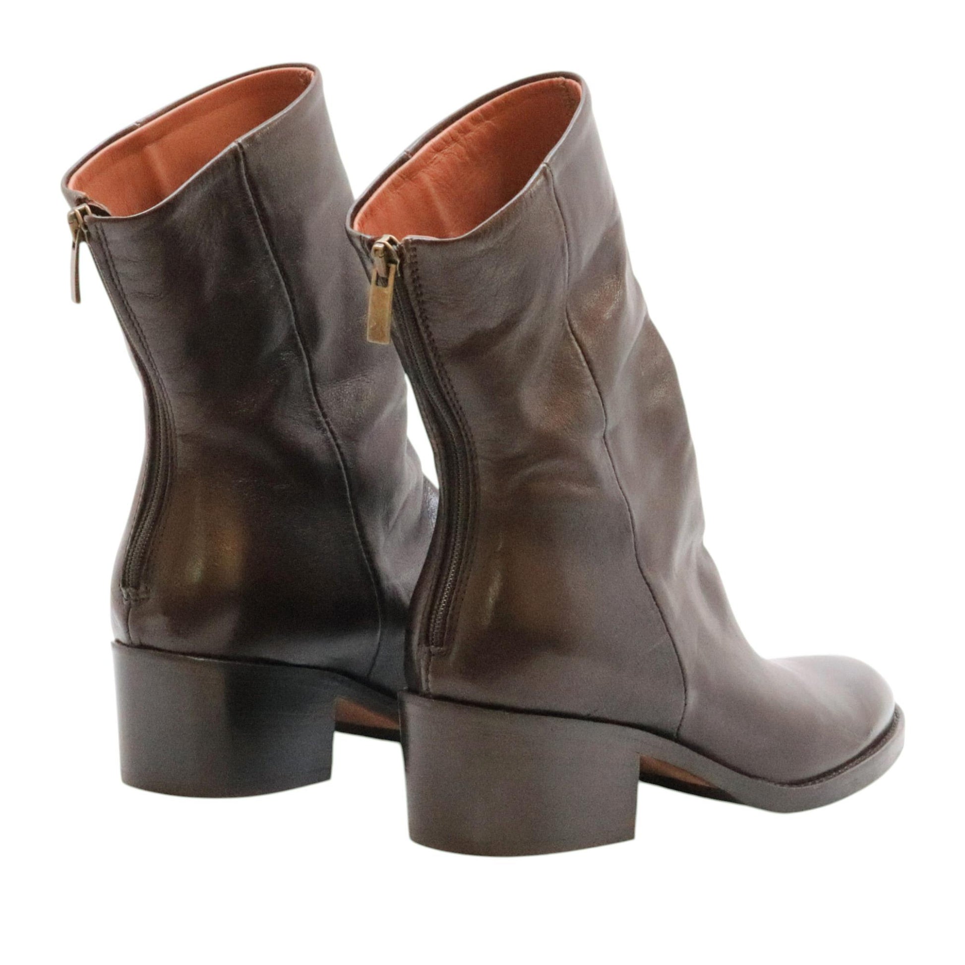Curiositè 2806 stivaletto donna in pelle marrone con zip posteriore 