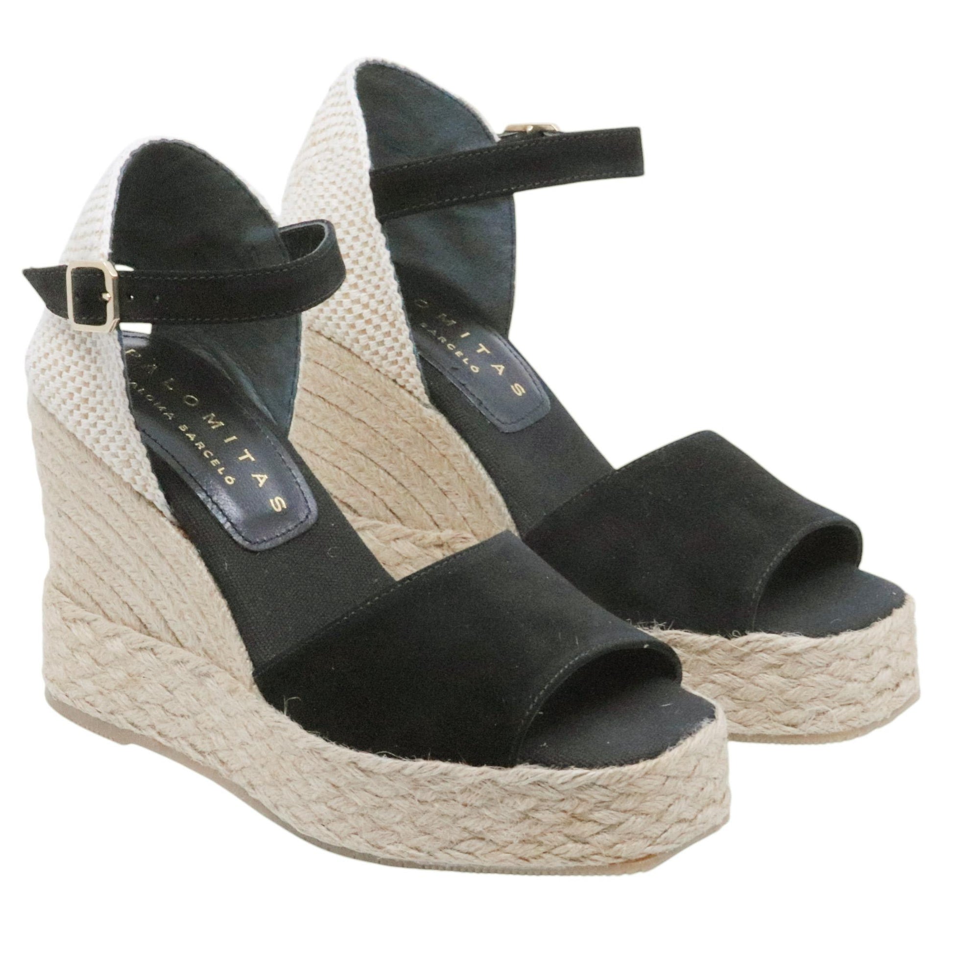 Sandalo zeppa Palomitas Fiena 27 3501 in camoscio nero 