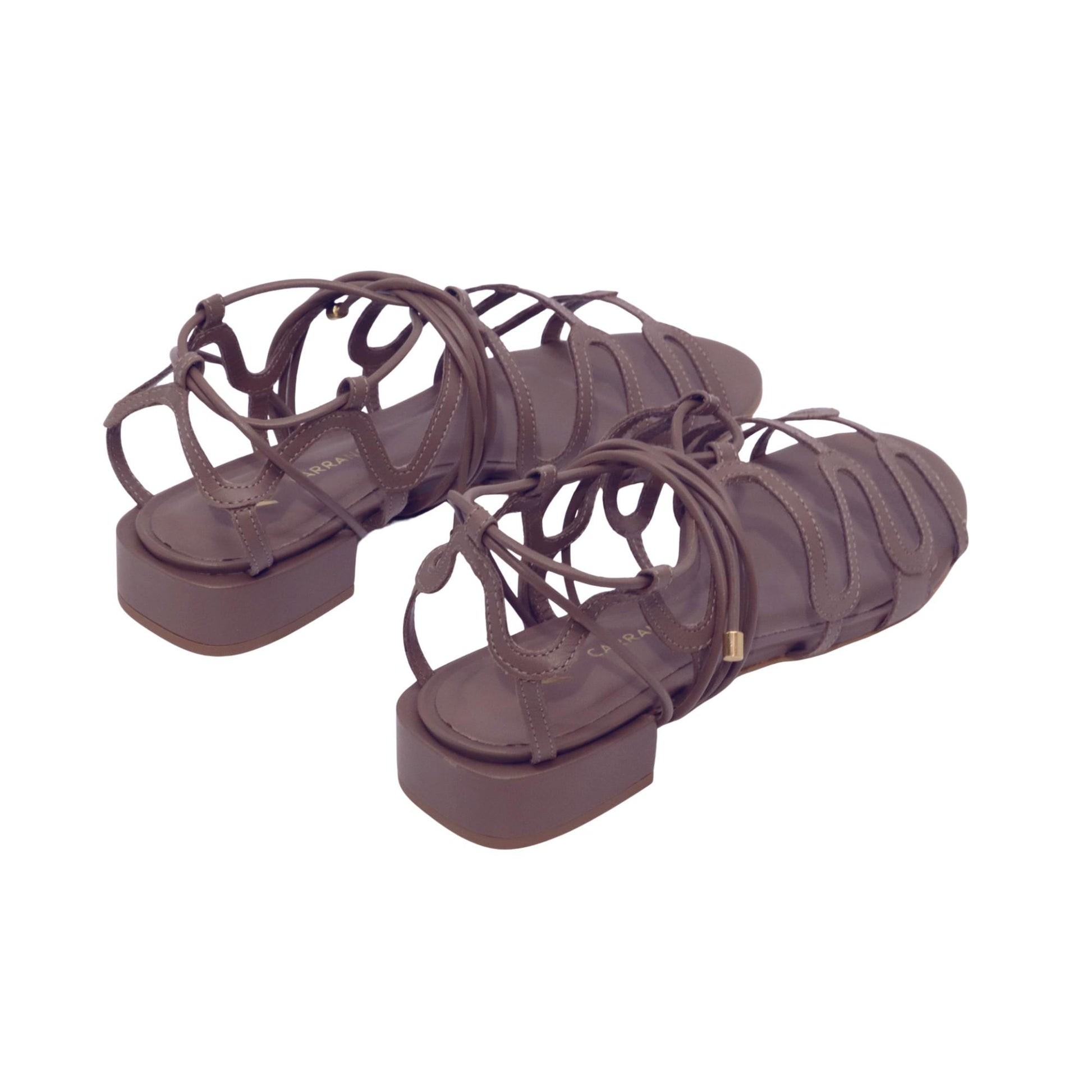Carrano 355029 Vegetal sandalo basso donna in pelle mocha stile schiava 