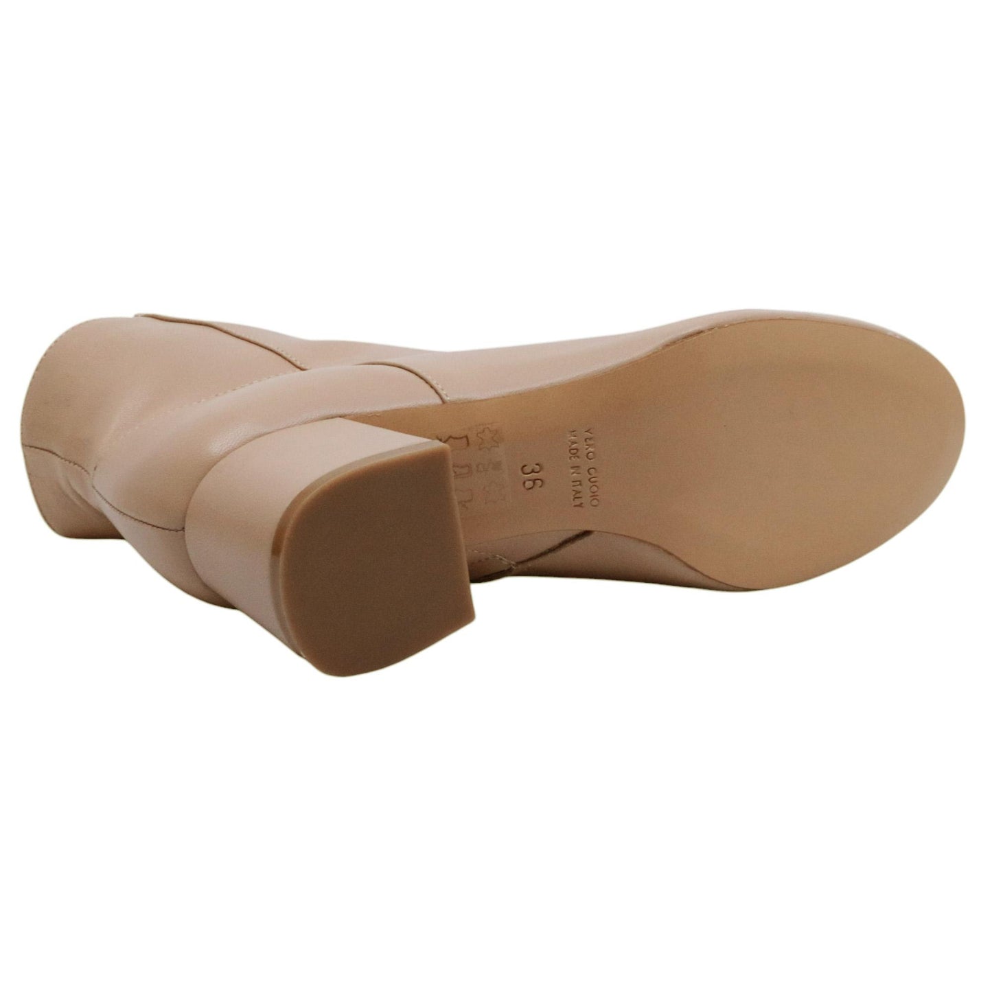 Ranyé 133 stivaletto donna in pelle nappa cappuccino con tacco elegante Made in Italy 